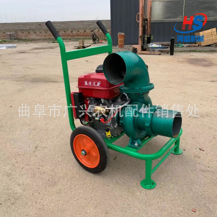 汽油推车款6寸离心泵城市排涝防汛抽水机190动力排污灌溉污水泵