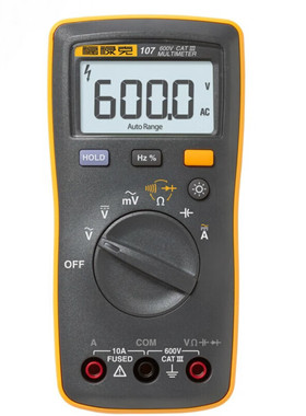 福禄克（FLUKE)107 掌上数字万用表 600 V 一年质保 FLUKE-107 CH