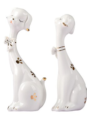 【情侣梅花狗】陶瓷工艺品摆件/创意摆设品/时尚家居装饰品