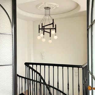 魔豆灯具 楼loft楼梯灯复古中古风美式 法式 客厅灯吊灯主灯挑高复式