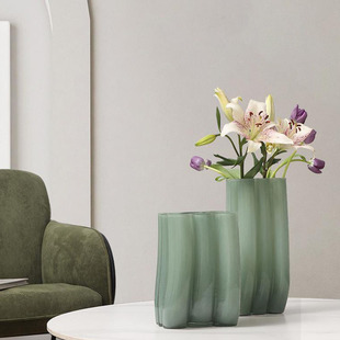 法式奶油风家居客厅电视柜茶几软装样板房创意几何型玻璃装饰花瓶