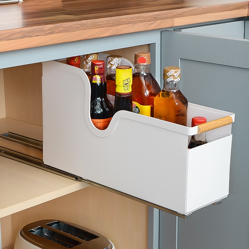 厨房调味料置物架抽拉式极窄拉篮橱柜内部改造抽屉夹缝超深柜收纳