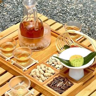 日式多格茶点盘七宫格托盘分格收纳盘商用茶盘托盘茶食下午茶套餐