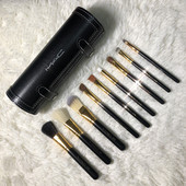 mac化妆刷套组圆筒9支动物羊毛刷可携式 全套组合手动彩妆刷送收纳