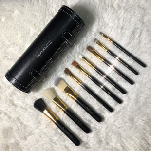 mac化妆刷套组圆筒9支动物羊毛刷可携式全套组合手动彩妆刷送收纳