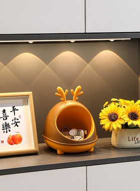 小鹿玄关钥匙收纳盒摆件入户门口鞋柜客厅家居装饰品乔迁新居礼物
