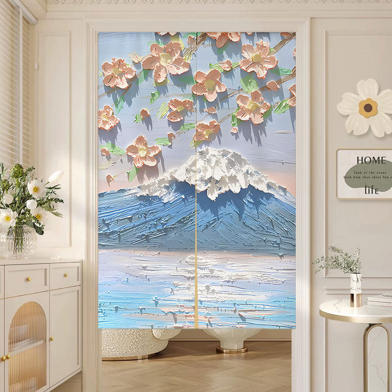 法式奶油风门帘隔断帘卧室家用免打孔半截短帘厨房卫生间遮挡布帘