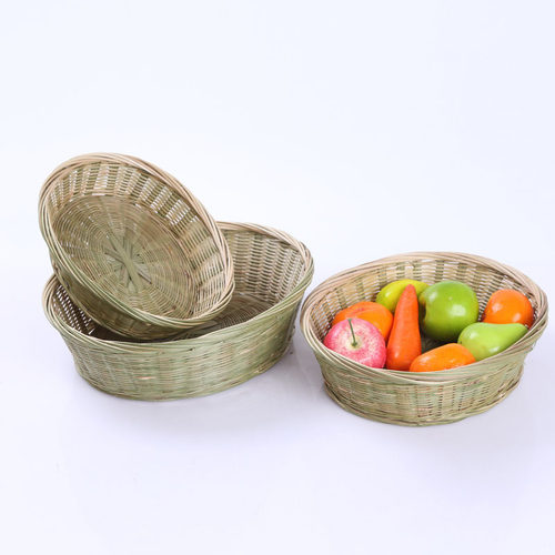 手工竹编制品簸箕编织竹篮子馒头筐水果盘酒店厨房收纳筐家用圆形