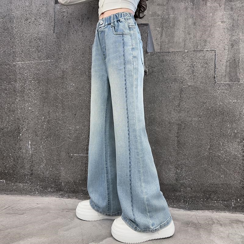 女童牛仔裤春秋款2025新款儿童洋气时髦春季喇叭裤中大童微喇裤子