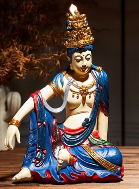 禅意自在观音菩萨佛像摆件高档中式客厅玄关店铺造景布置装饰雕塑