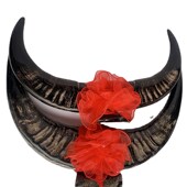 牛角摆件水牛角工艺水牛角对角黑水牛角摆件牛角梳子厂家