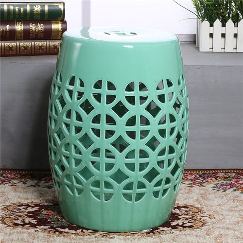 美式新中式陶瓷凳鼓凳圣诞节鹿摆件梳妆凳子鼓墩圆凳