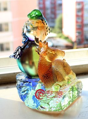 琉璃摆件创意家居饰品送领导长辈同事朋友老人的生日礼物 福禄