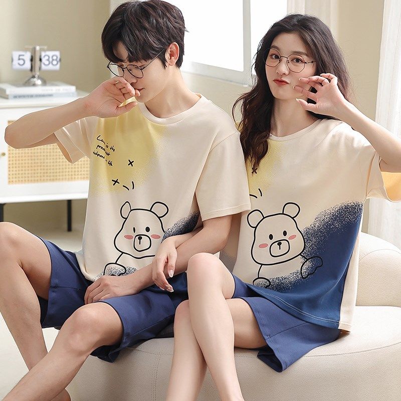 情侣睡衣女夏季短袖纯棉全棉薄款2022新款男夏休闲短裤家居服套装,女士内衣/男士内衣/家居服,睡衣/家居服套装,淘宝优惠券,粉丝福利购,淘宝优惠卷