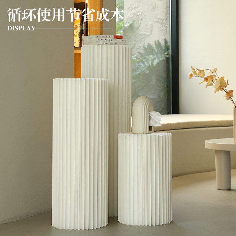 婚礼路引折纸圆柱置物架艺术创意摆件可折叠展示台婚庆陈列台装饰