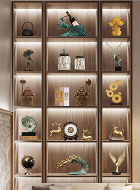 新中式客厅玄关隔断柜酒柜装饰品办公室展示柜书柜博古架复古摆件