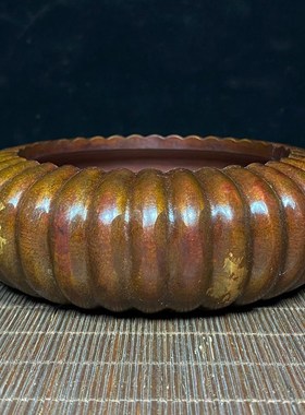 仿古纯铜点金南瓜笔洗铜器工艺品家居吧台玄关电视柜装饰摆件