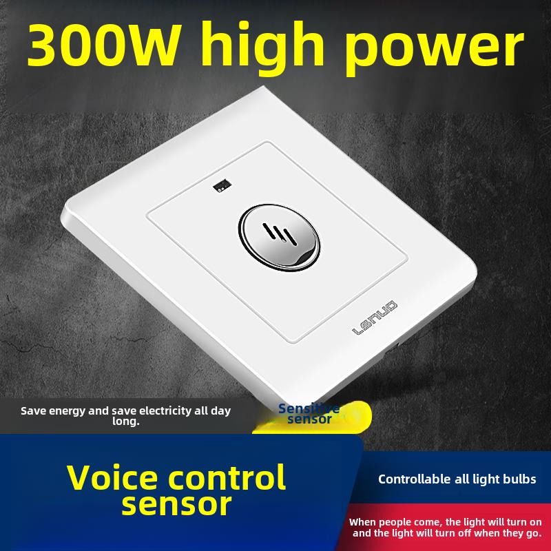 86型隐藏式双线声光控制走廊传感器延时白炽灯节能灯220V声控开关