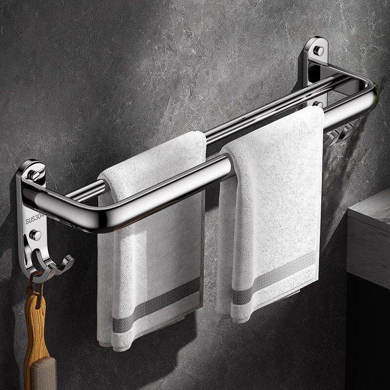 304不锈钢毛巾架免打孔化妆室浴室浴巾架子毛巾杆挂杆置物架