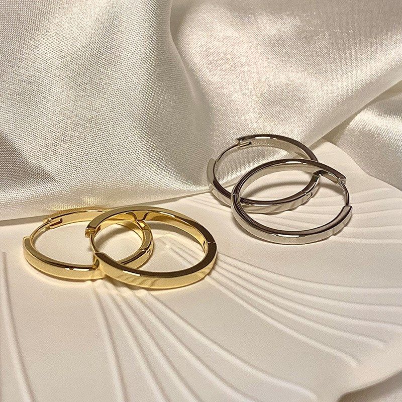 srrmhyn个性潮流时尚银色圆圈耳环冷淡风网红个性耳扣小众气质百