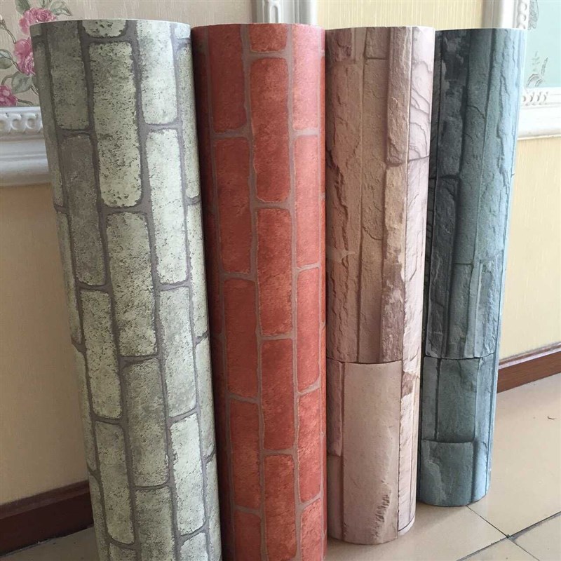 加厚自贴PVC自粘墙纸欧式仿古红砖卧室客厅阳台走廊墙壁纸 翻新贴