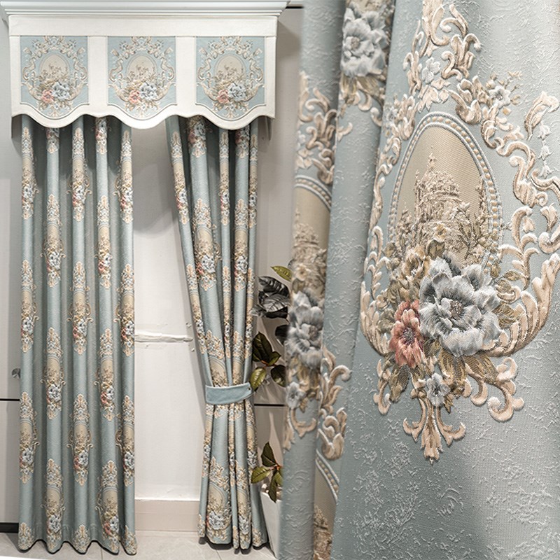 高档奢华法式提花欧式高精密浮雕客厅卧室大气遮光美式窗帘布定制