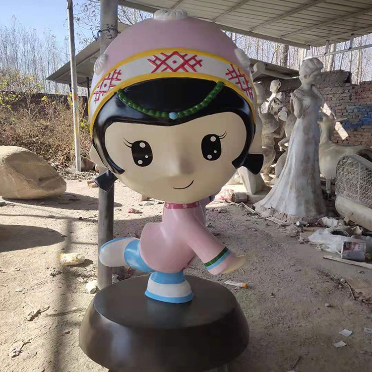 定制少数民族卡通人物雕塑玻璃钢迎宾招财雕像定做石膏彩绘订摆件