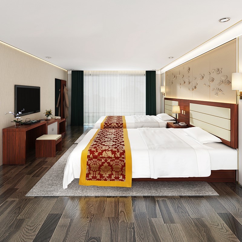 酒店宾馆家具标间床全套1.2m1.8米定制厂家民宿公寓套房定制单间5