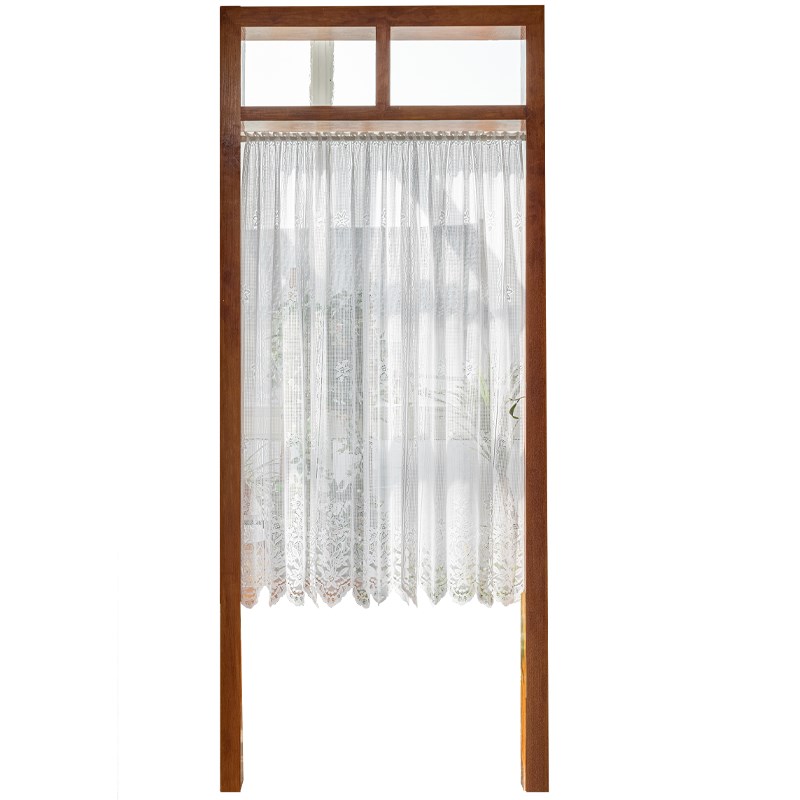 法式门帘隔断帘半帘短帘家用蕾丝纱帘卧室遮挡免打孔厨房窗帘装饰