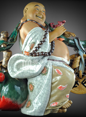 石湾公仔工艺精品家居门客厅电视柜办公室招财装饰弥勒笑佛像摆件