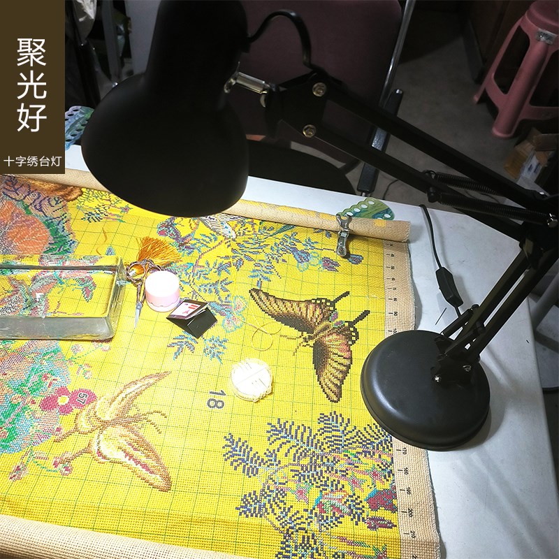 十字绣专用灯配件全套触摸9W台灯十字绣专用铁艺黑色白色LED光源
