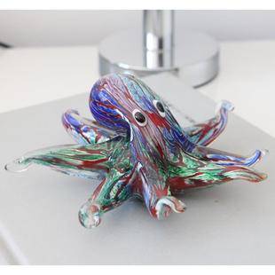 创意小摆件手工琉璃可爱八爪鱼螃蟹海洋动物大章鱼装饰品生日礼物