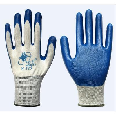 红宇N539劳保工作防护手套防滑耐磨防油防割防水丁晴浸胶涂胶