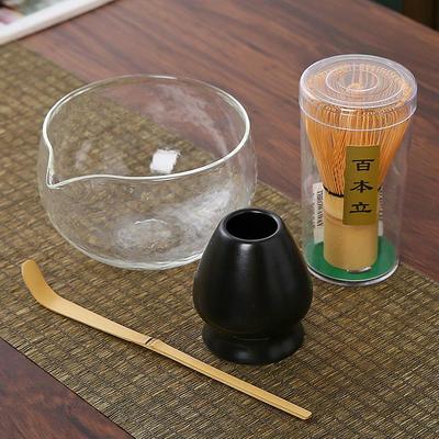 日式玻璃锤纹抹茶碗茶具套装茶筅抹茶刷百本立茶筅立组合宋代点茶