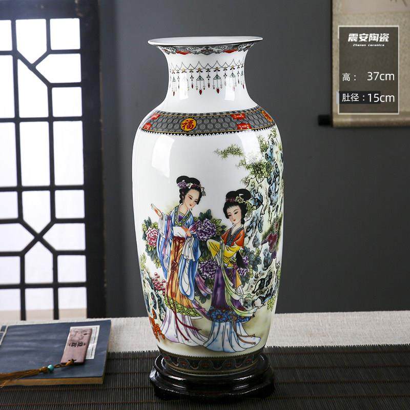 景德花镇陶瓷鸿运头落地DPK干水养富贵当竹花瓶现代客厅酒柜装摆