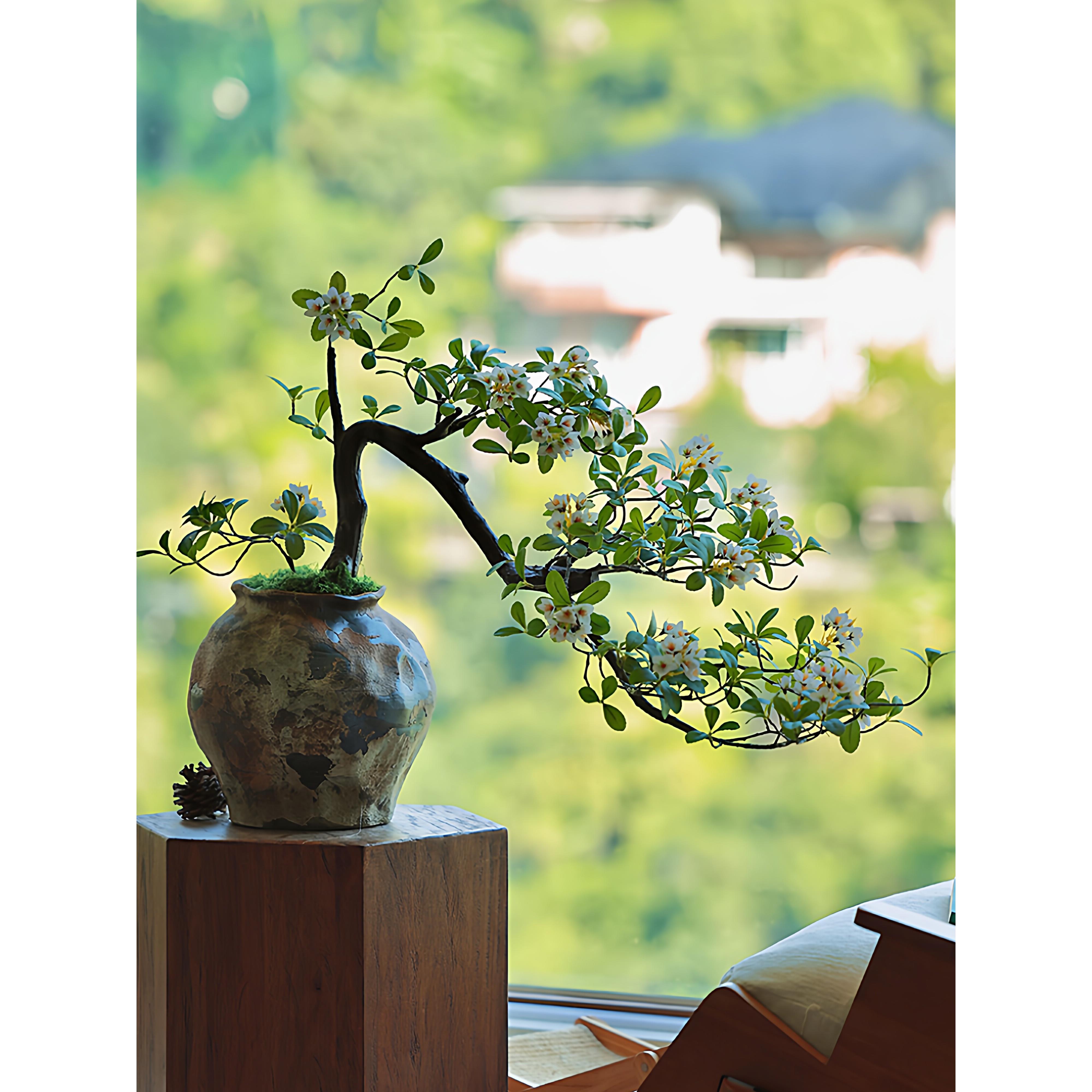 真绿植盆栽室内客厅关素胚禅意玄彷桌面海春花岛假植物假树装饰摆