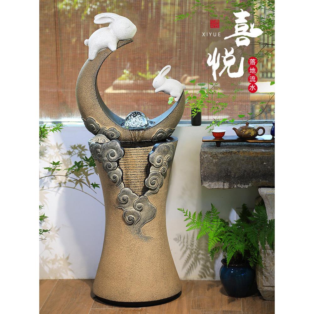 室内客厅关装玄饰观落地流水摆件阳台景循ZDC环水造景招财风水球