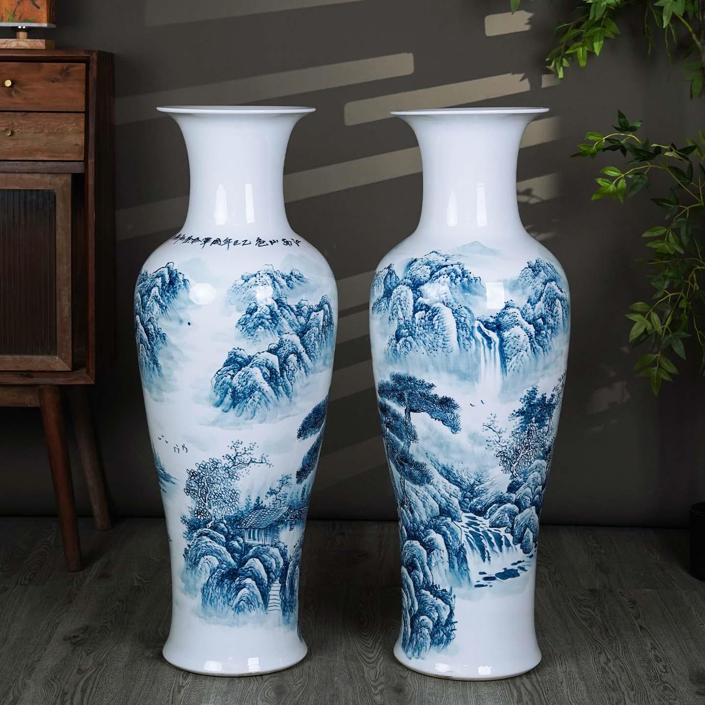 景镇德陶瓷名师高端手酒绘落地大号花LDHP0223送瓶客厅电视柜书房