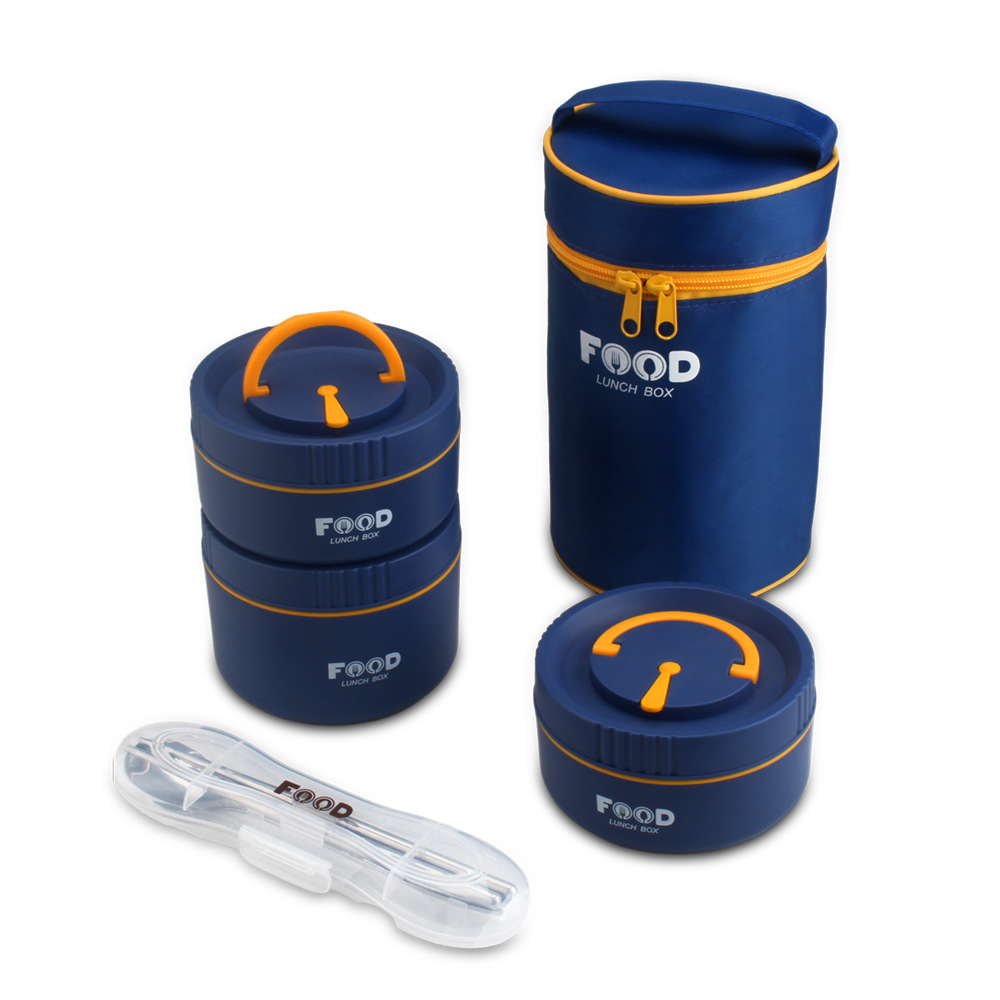 食品级儿童便当盒学生午餐盒304不锈钢饭盒保温餐盒布袋上班族