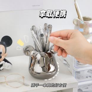 轻奢感笔筒收纳盒办公室桌面高颜值好看大气摆件送老师学生高