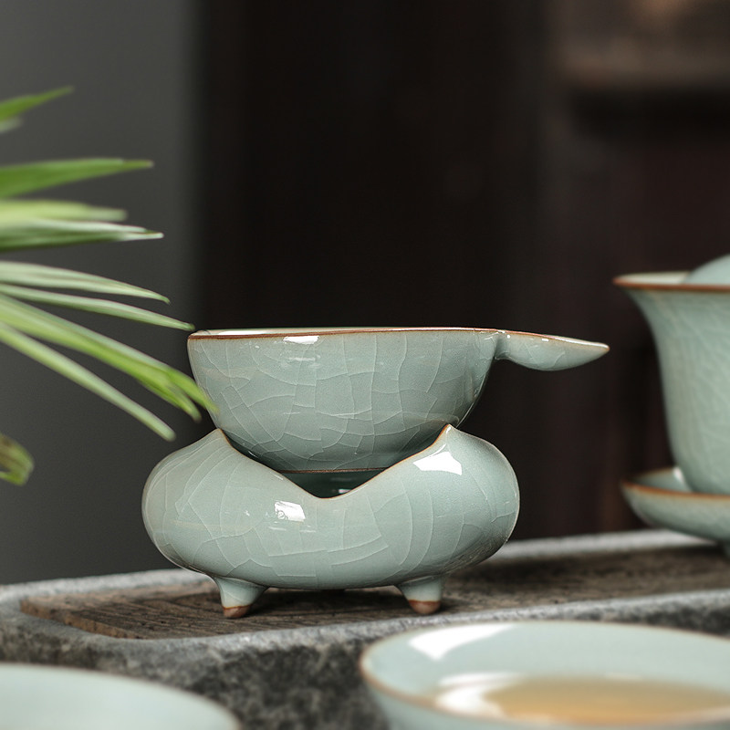 龙泉青瓷汝窑茶漏茶叶功夫茶具漏斗茶隔