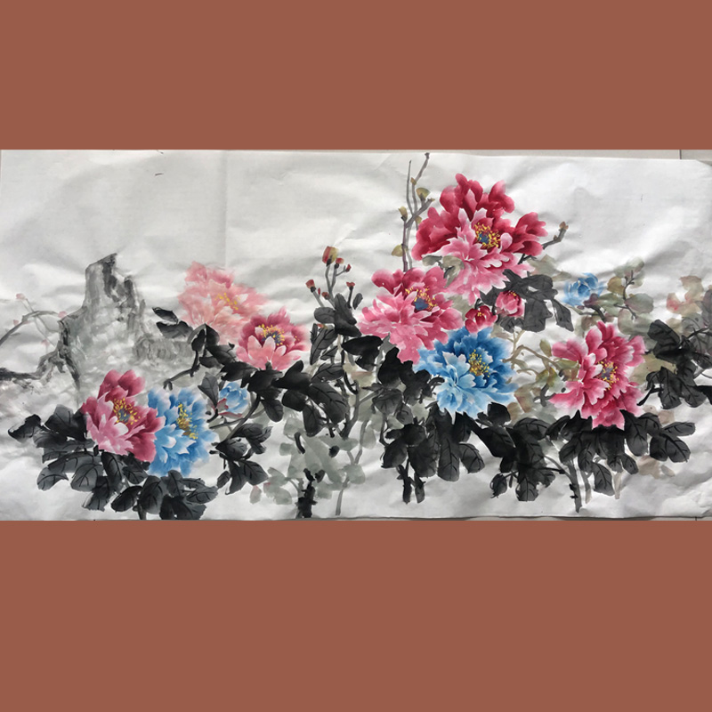 牡丹花图纯手绘国画无框款三尺宣国色天香花开富贵客厅中式装饰画