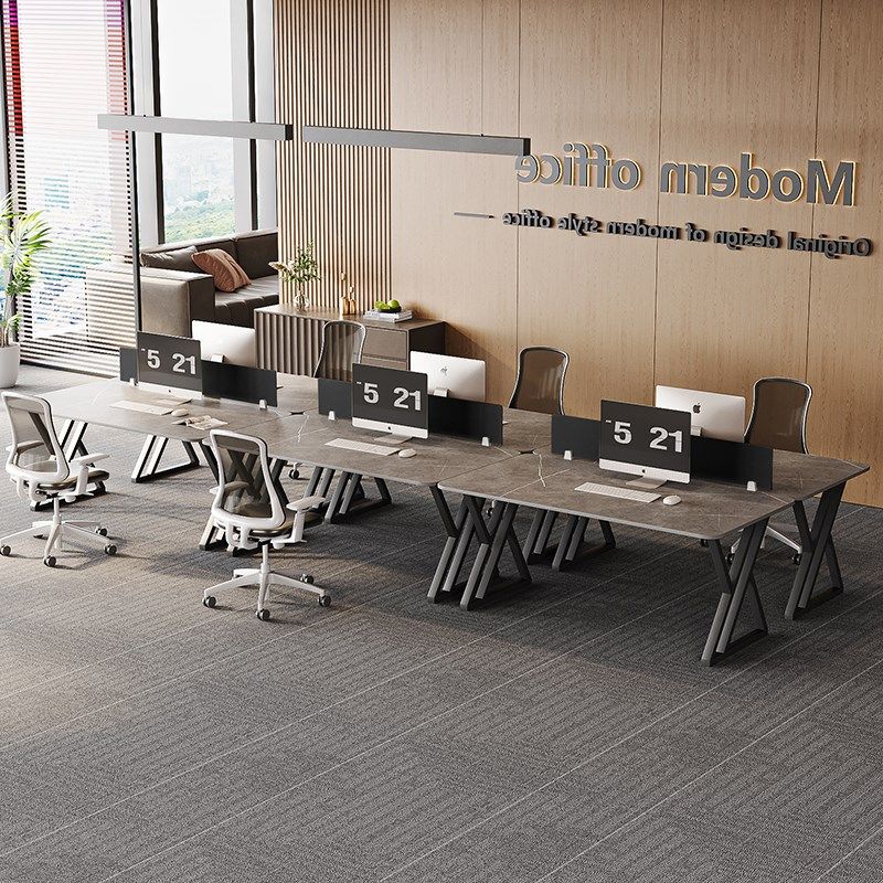 岩板职员办公桌现代四人位卡座办公室工位屏风隔断电脑桌,商业/办公家具,组合/屏风工作位,淘宝优惠券,粉丝福利购,淘宝优惠卷