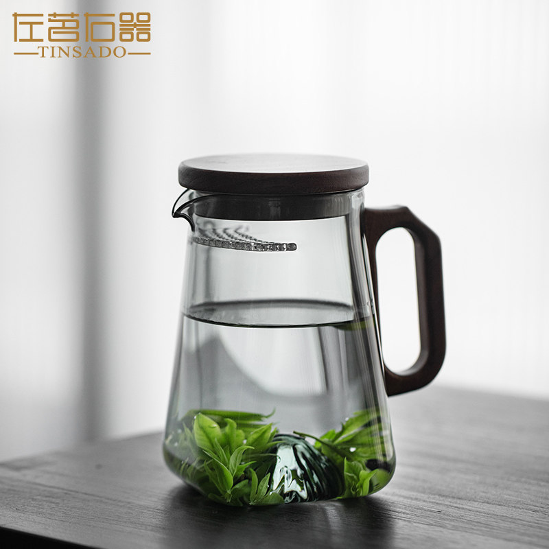 左茗右器月牙茶壶带手把加厚带盖泡茶壶茶一体泡茶器