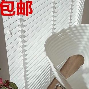电动遮光木质百页窗 白色实木百叶窗帘书房客厅办公室卷帘卧室中式