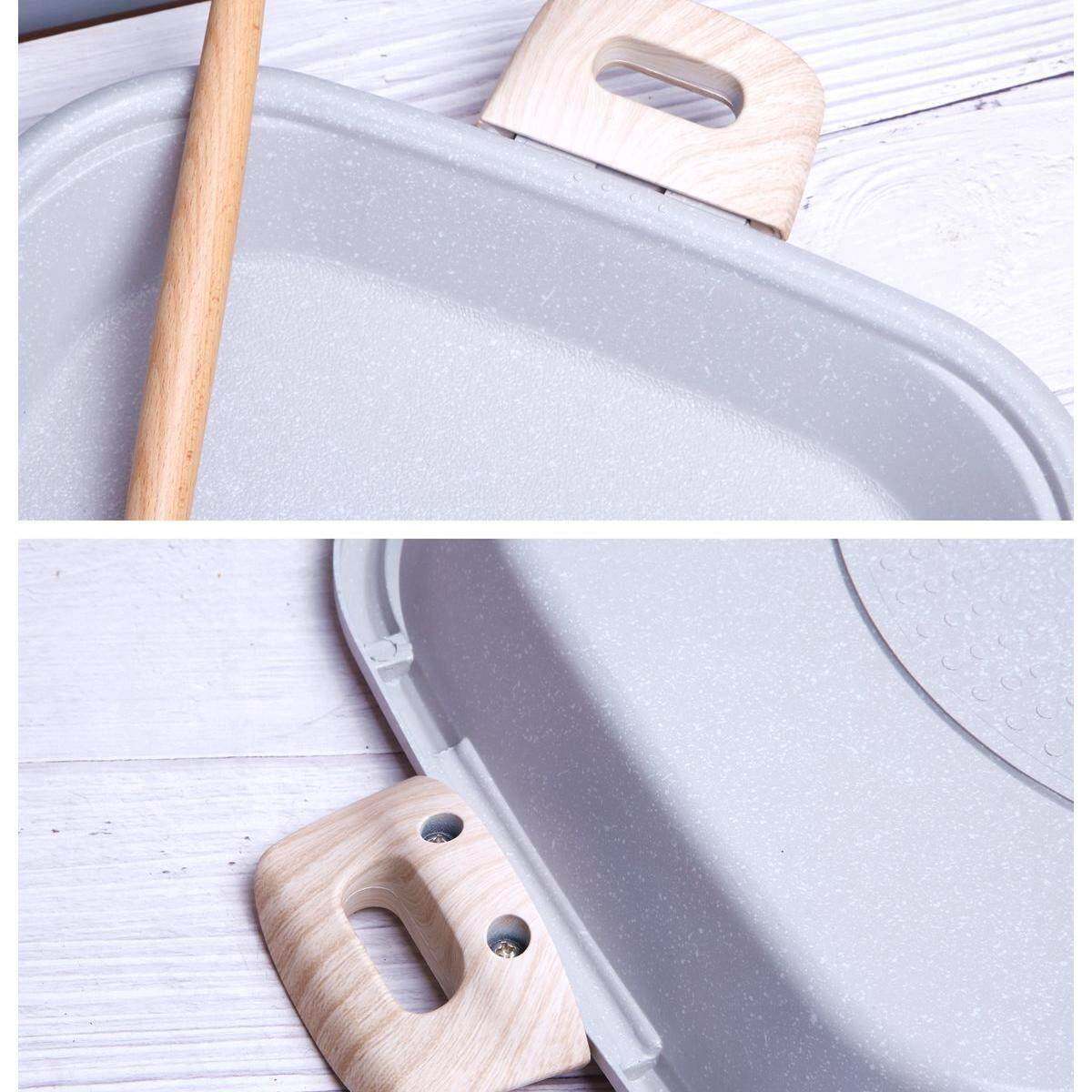 麦饭石烤鱼盘4030白肉玉兰烤盘纸包鱼锅不麦粘烤锅石盘烤烧烤电磁