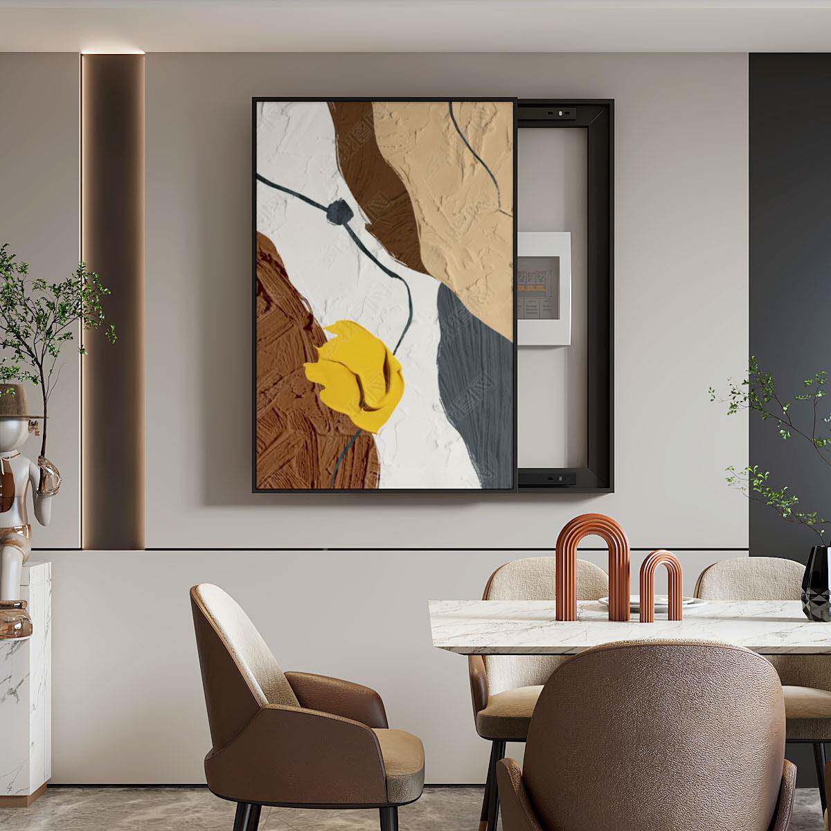 饭厅装饰画表 画抽象电艺术电箱画 画竖款侘寂风挂画画 闸箱空气