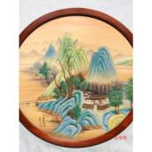 实木式 圆画框中现代约装 裱国画钻石画拼图框十简字绣外框形圆形画