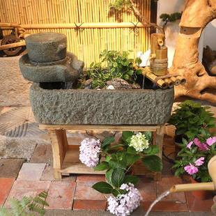 庭院假水台山鱼池造景喷泉smf-qcsc阳流鱼缸景观民宿禅意摆茶室装