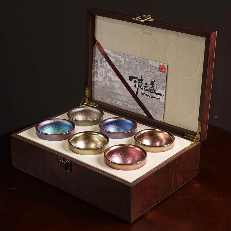 六色高杯茶具套装一口杯彩金号束口茶杯小口径PEO杯档客礼小盒装,餐饮具,建盏,淘宝优惠券,粉丝福利购,淘宝优惠卷